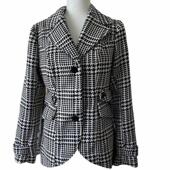 Y2K Candies Black and White Houndstooth Coat 90’s - Picture 1 of 15